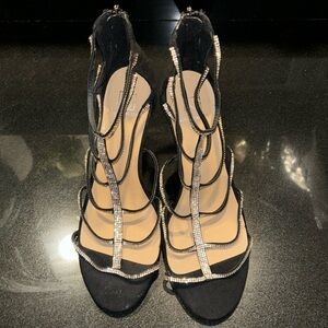 Suede rhinestone sandals